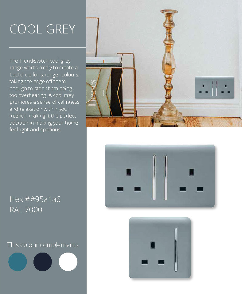 2 Gang Retractive Home Auto.Switch Cool Grey ART-SSR2CG  Trendi Cool Grey